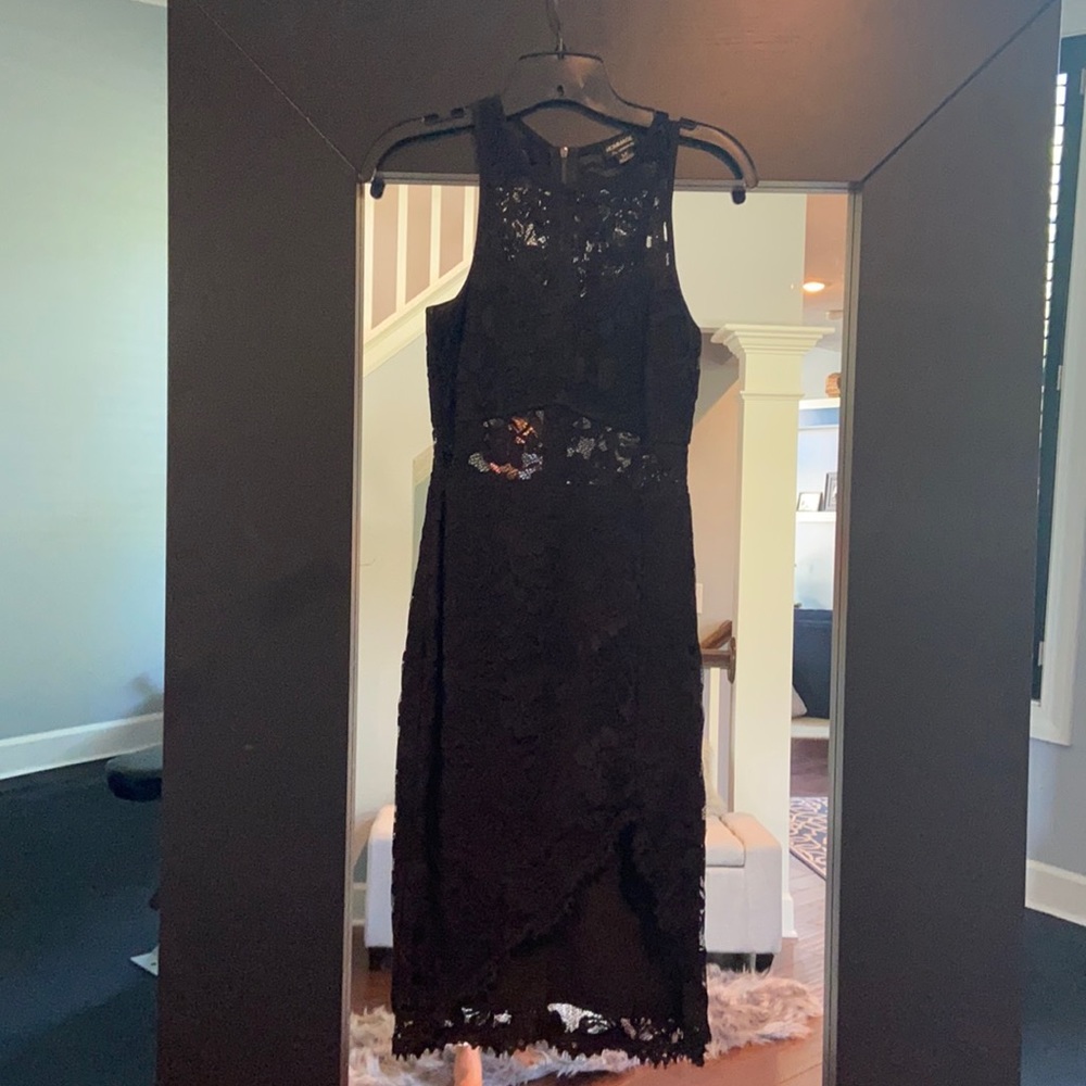 Little black dress. Size small. Lace over black lining.